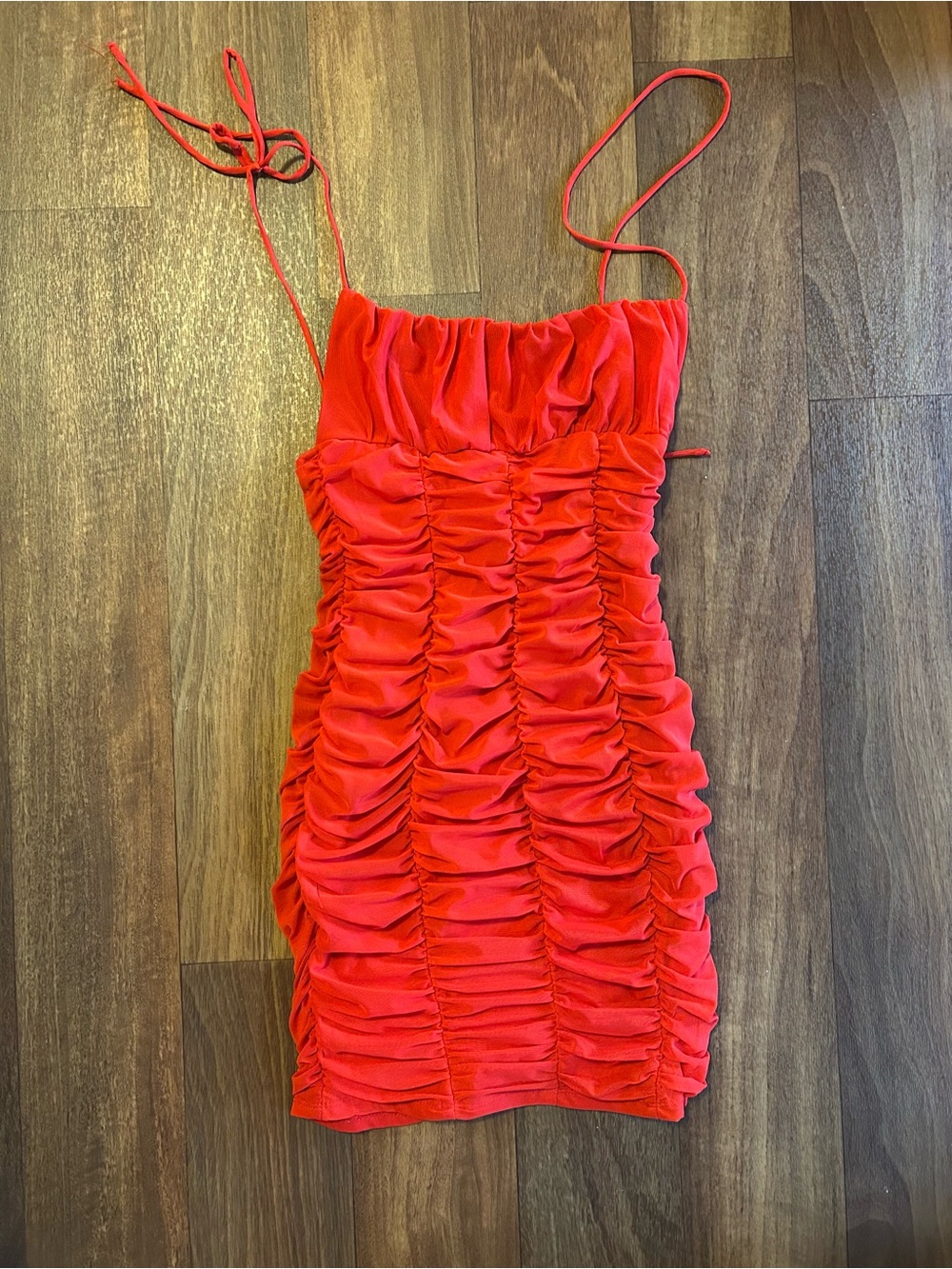 Princess Polly Red Ruched Mini Dress with Adjustable Ties